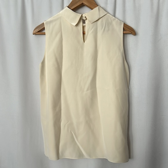 Sara Campbell NWT 💯% Silk Ivory Georgette Sleeveless Shirt Top **Size 8**🌺🌺 - Picture 2 of 4